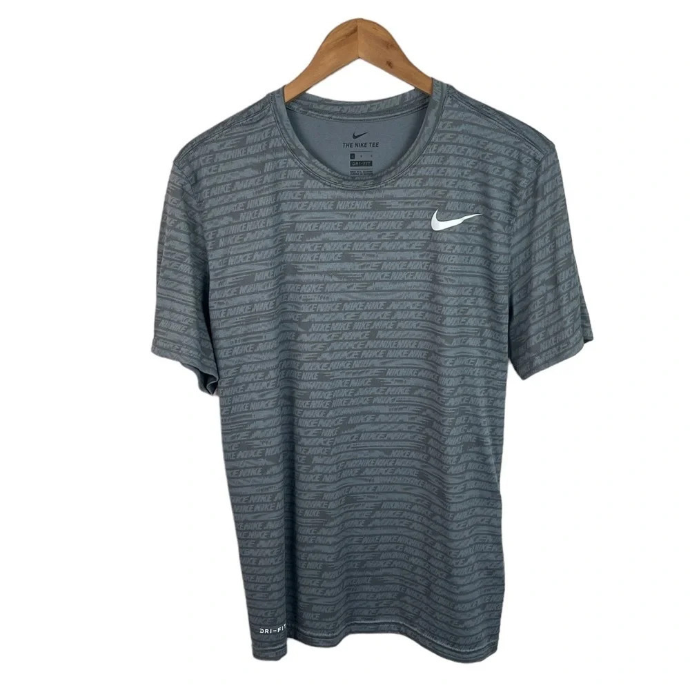 TS823 Mens Nike The Nike Tee Dri Fit AOP Workout Gym Shirt L